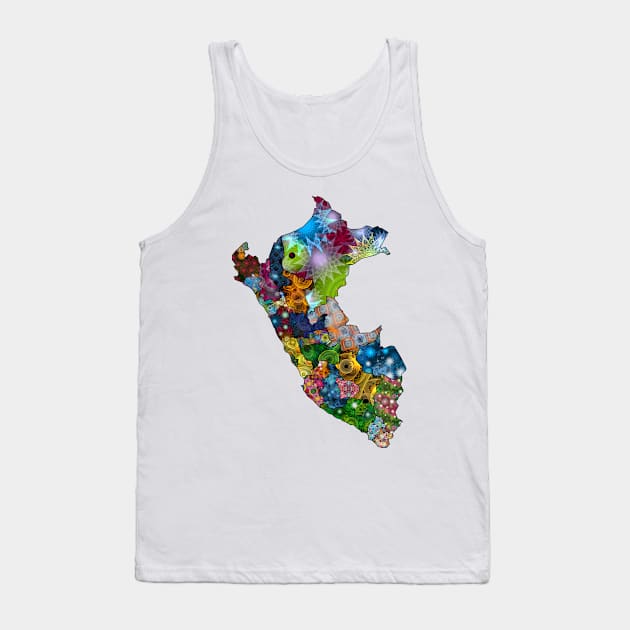 Spirograph Patterned Peru Regions Map Tank Top by RachelEDesigns